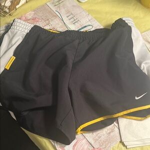 Nike Black and Yellow Athletic Shorts livestrong shorts 🩳